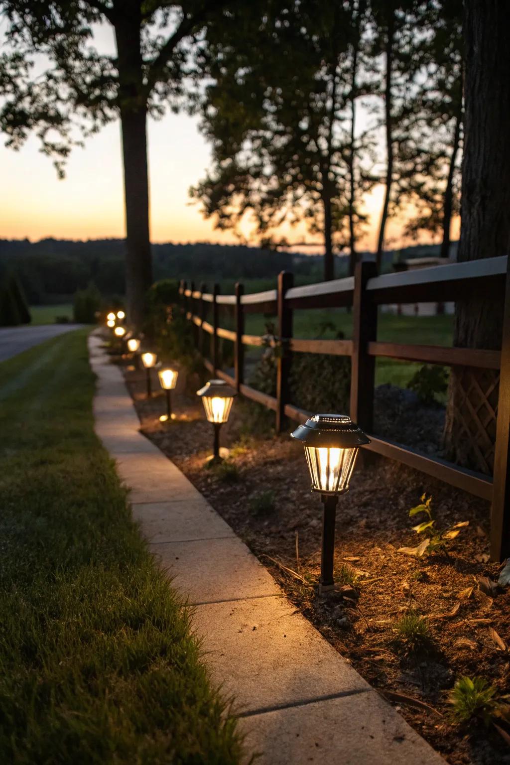 Solar lights beautifully amplify the evening atmosphere.