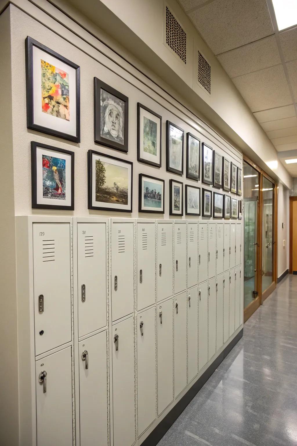 Art display adds a personal touch to custom-built storage.