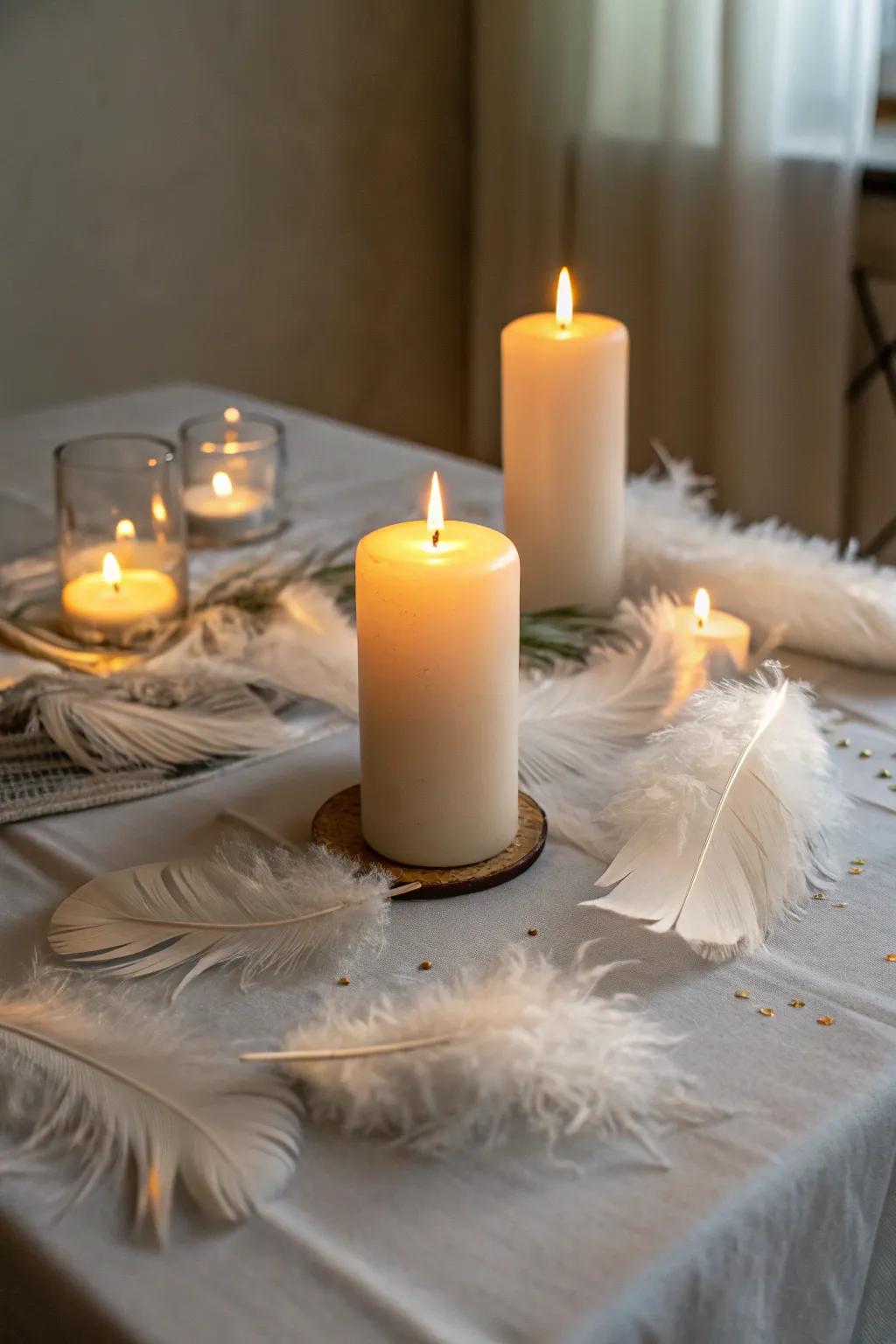 A sublime arrangement of lights with soft feathers.