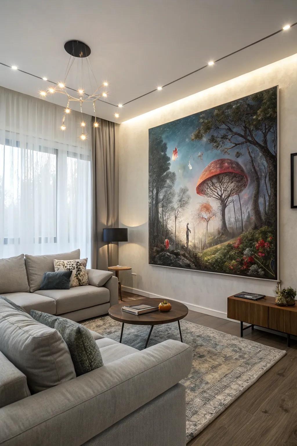 Dreamlike artwork sparks curiosity and wonder.