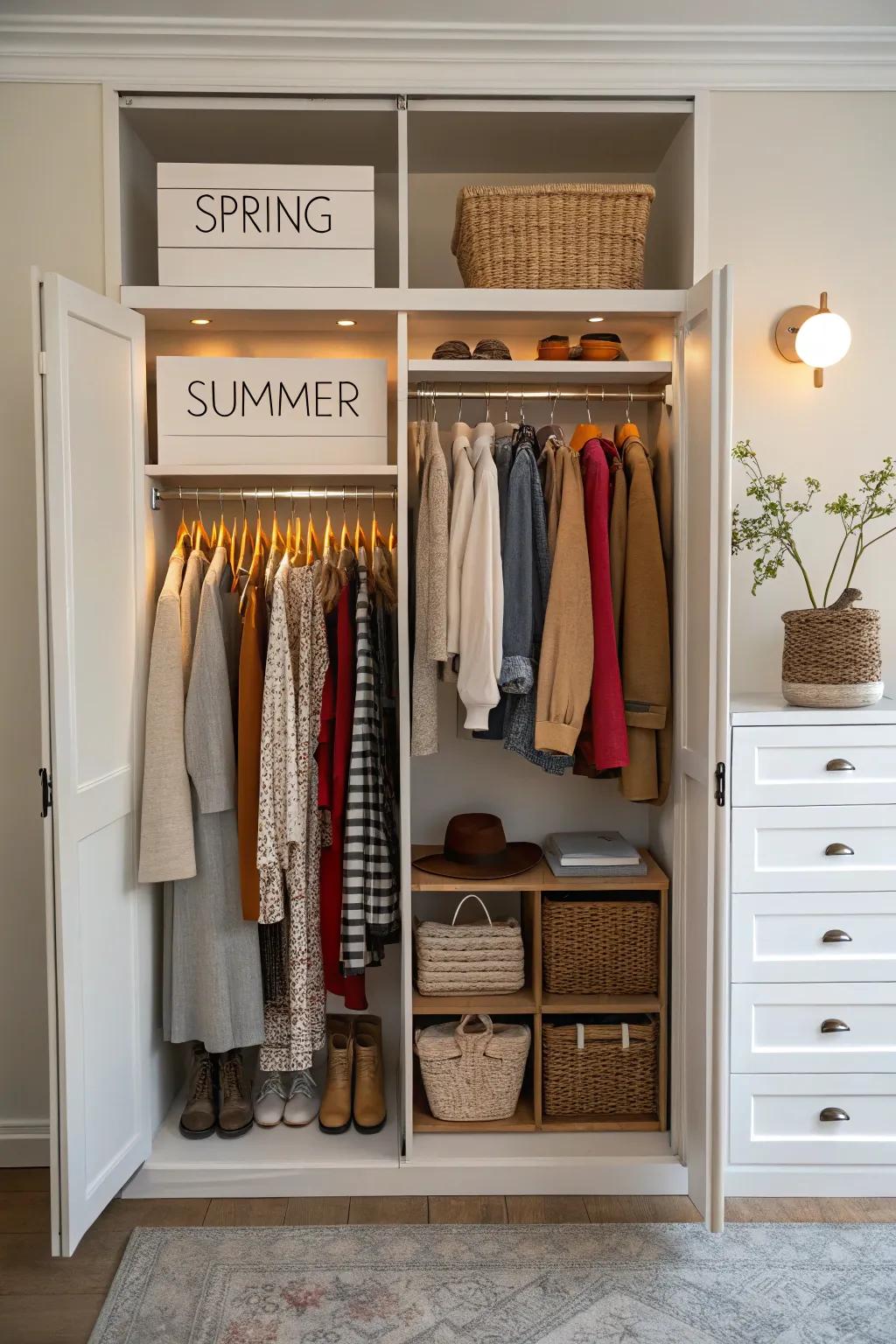 Seasonal organization keeps your closet efficient and current.
