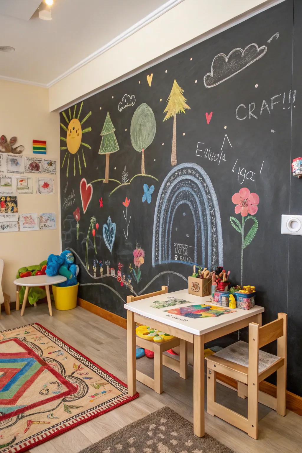 A chalk panel allows for creative and dynamic expression.