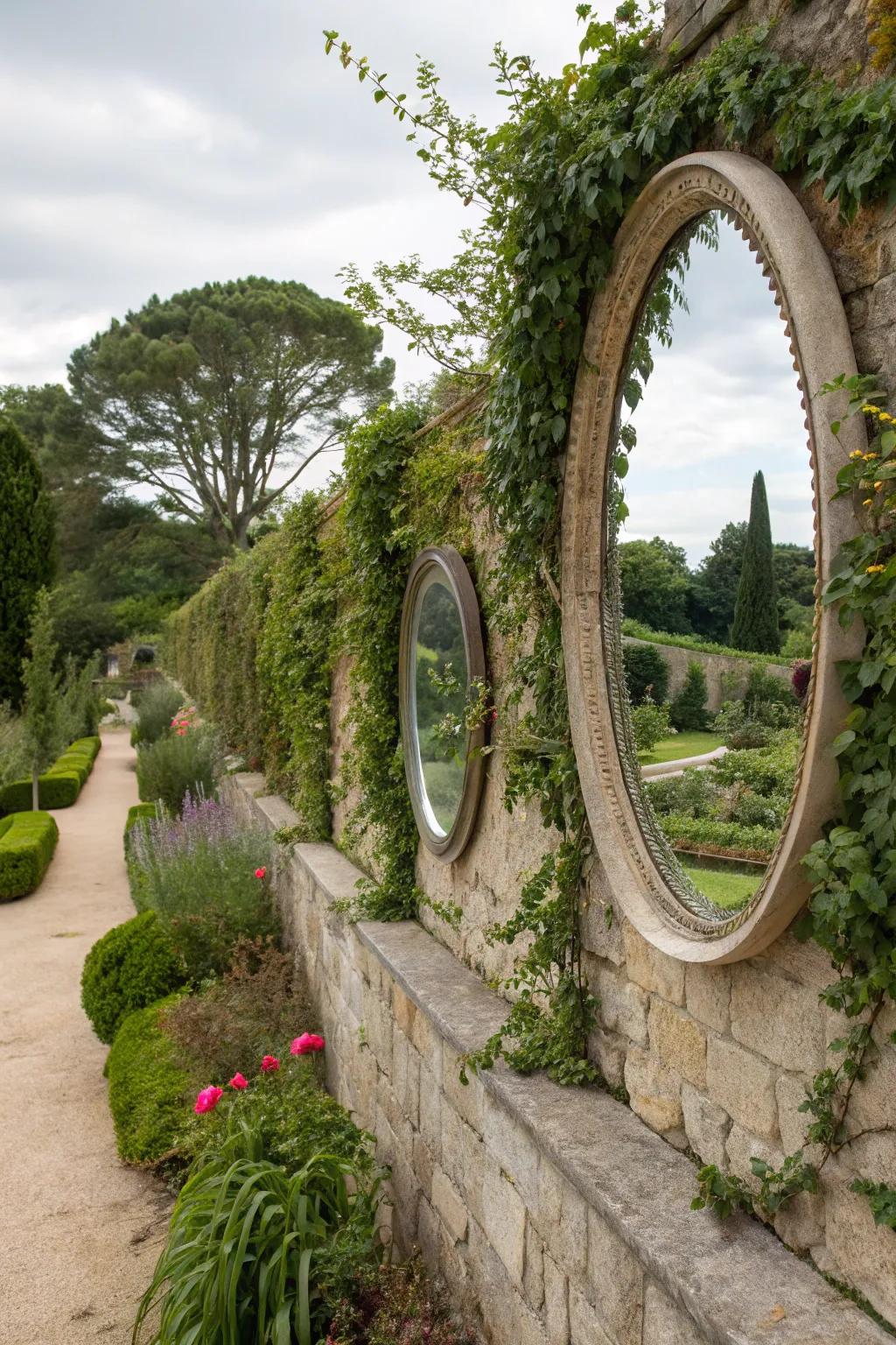 Mirrors improve space and light, including depth to your garden.