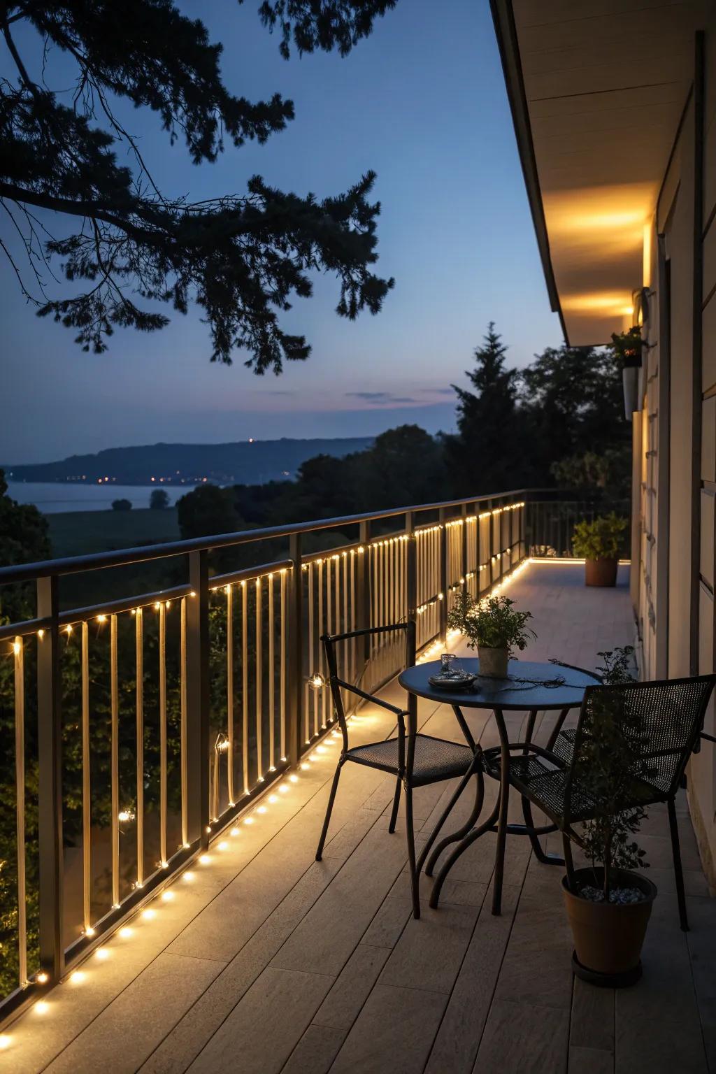 Elevate the evening atmosphere with integrated lighting.