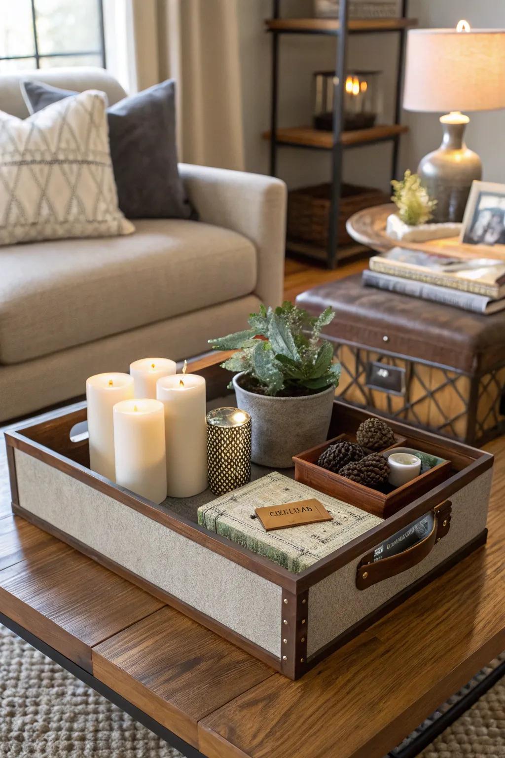 Practical art using practical yet stylish objects upon a serving board.