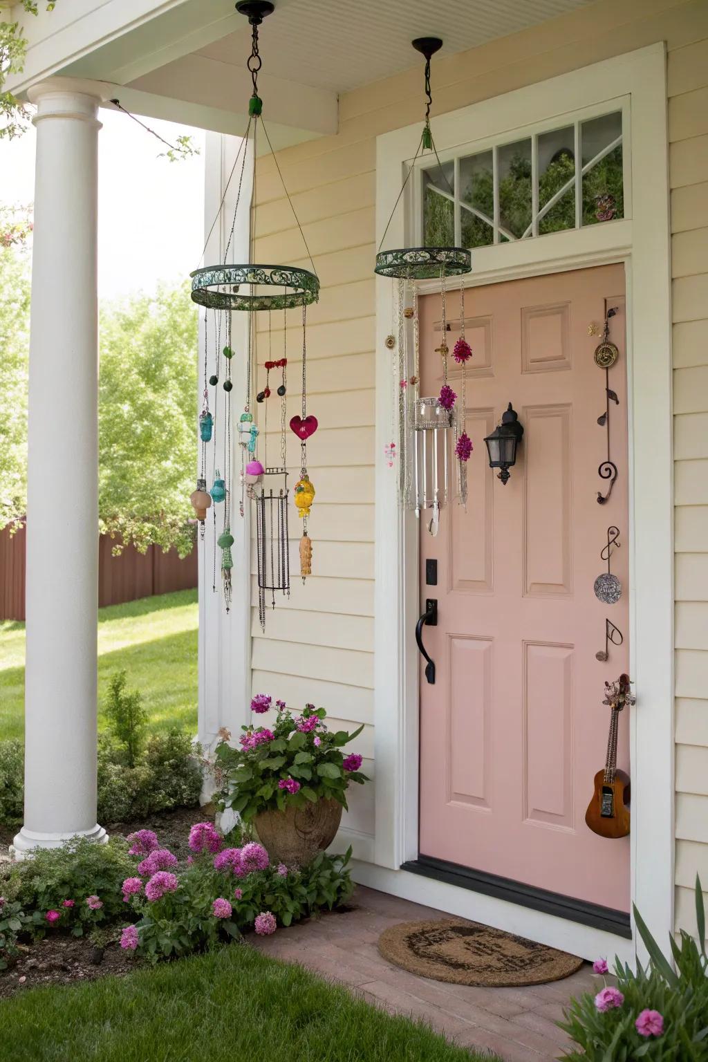 Enchant your entrance using whimsical wind bells.