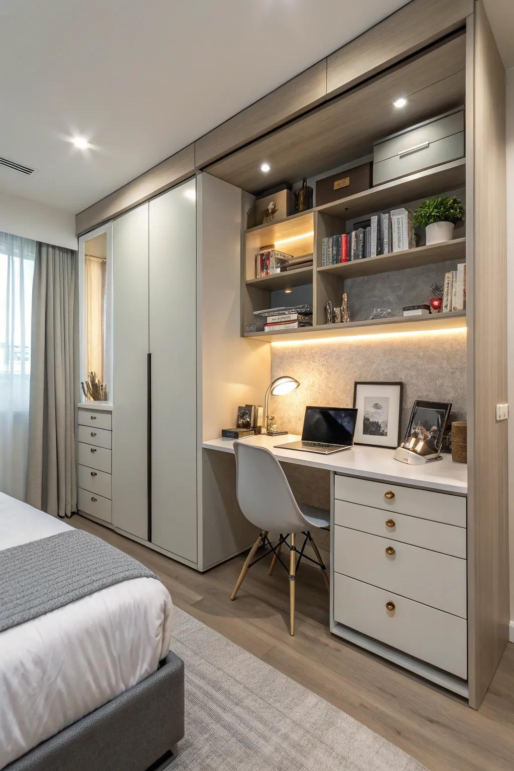 Multifunctional furniture maximizes space and efficiency.