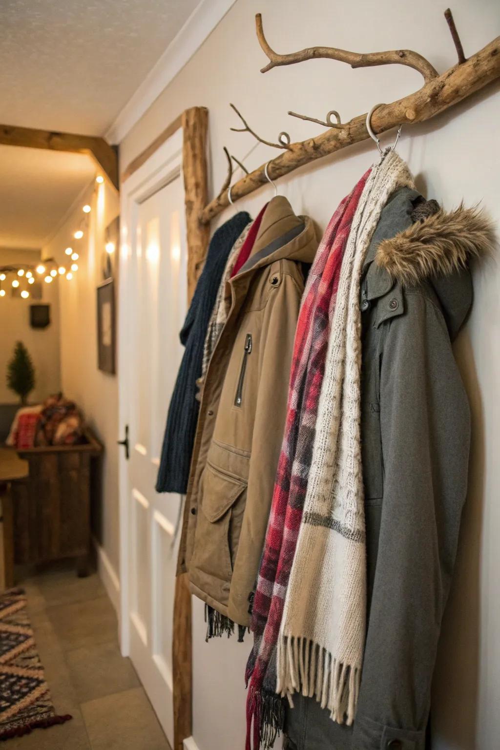 Organize in style with driftwood coat racks.
