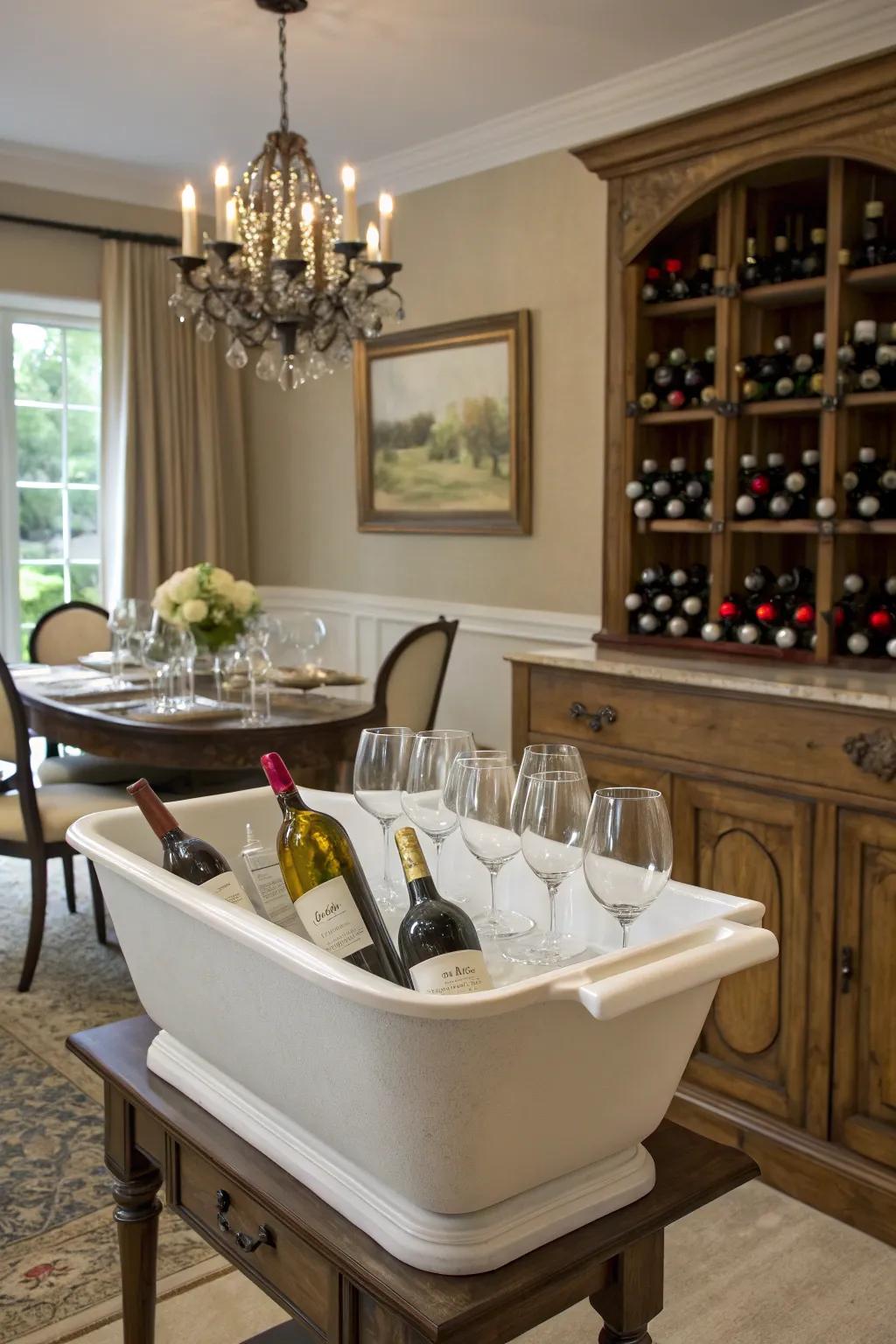 A sophisticated wine display established from a classic reclaimed storage unit.