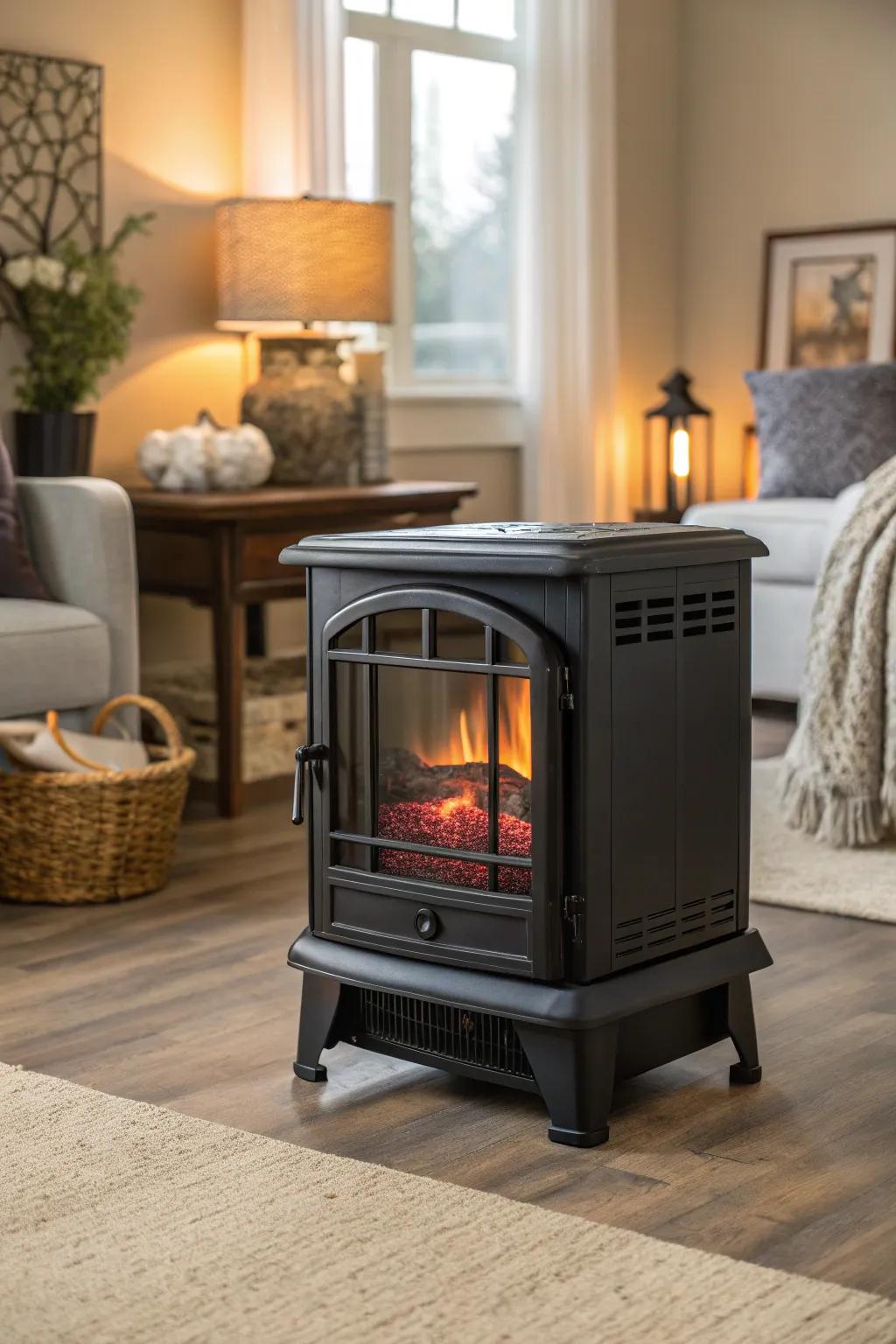 Mobile fireplaces offer warmth wherever needed.