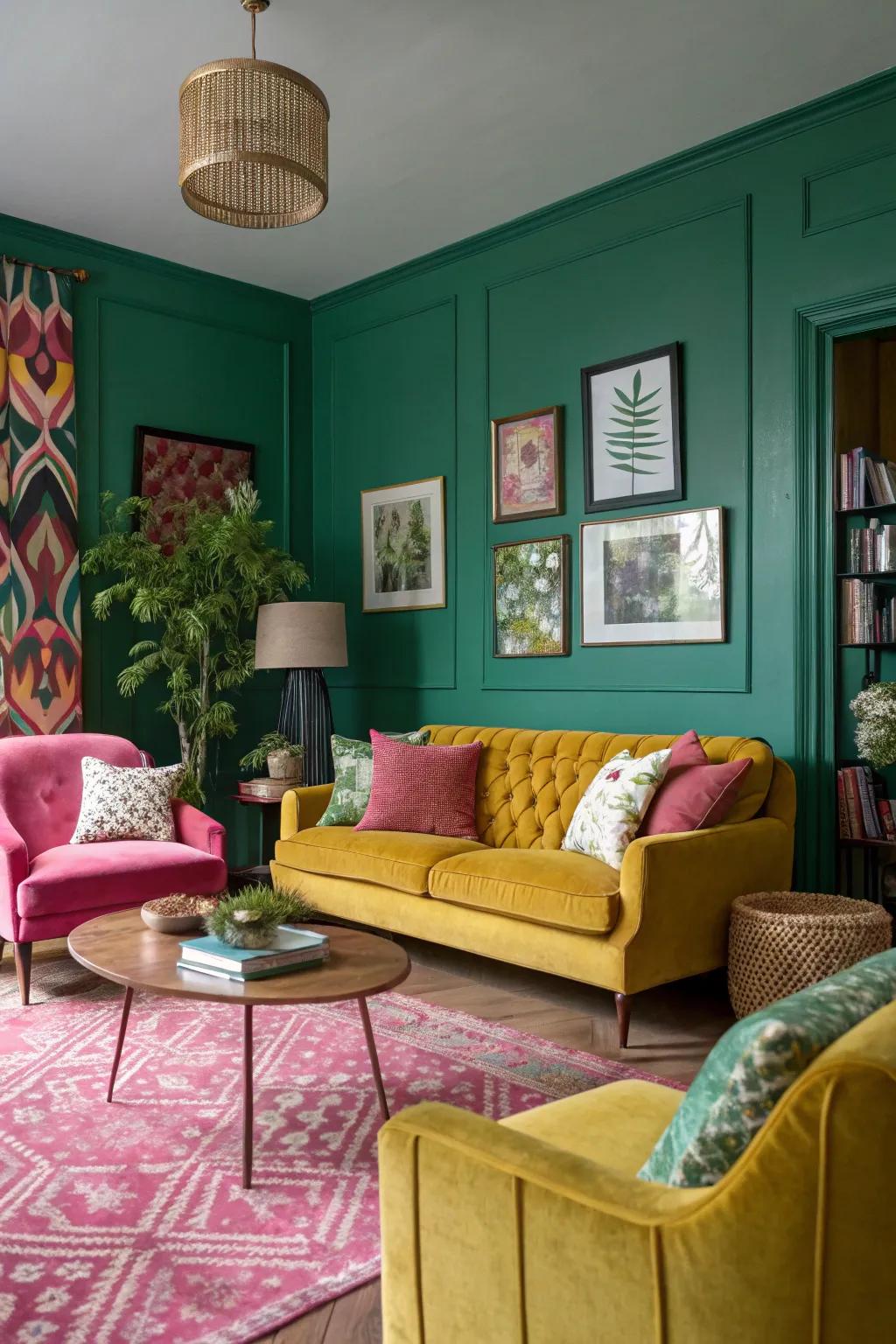 Unexpected color mixes create an exciting, contemporary design.
