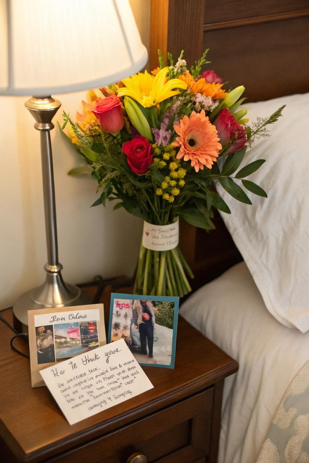 A bouquet offering unique communications intended for a heartfelt gift.