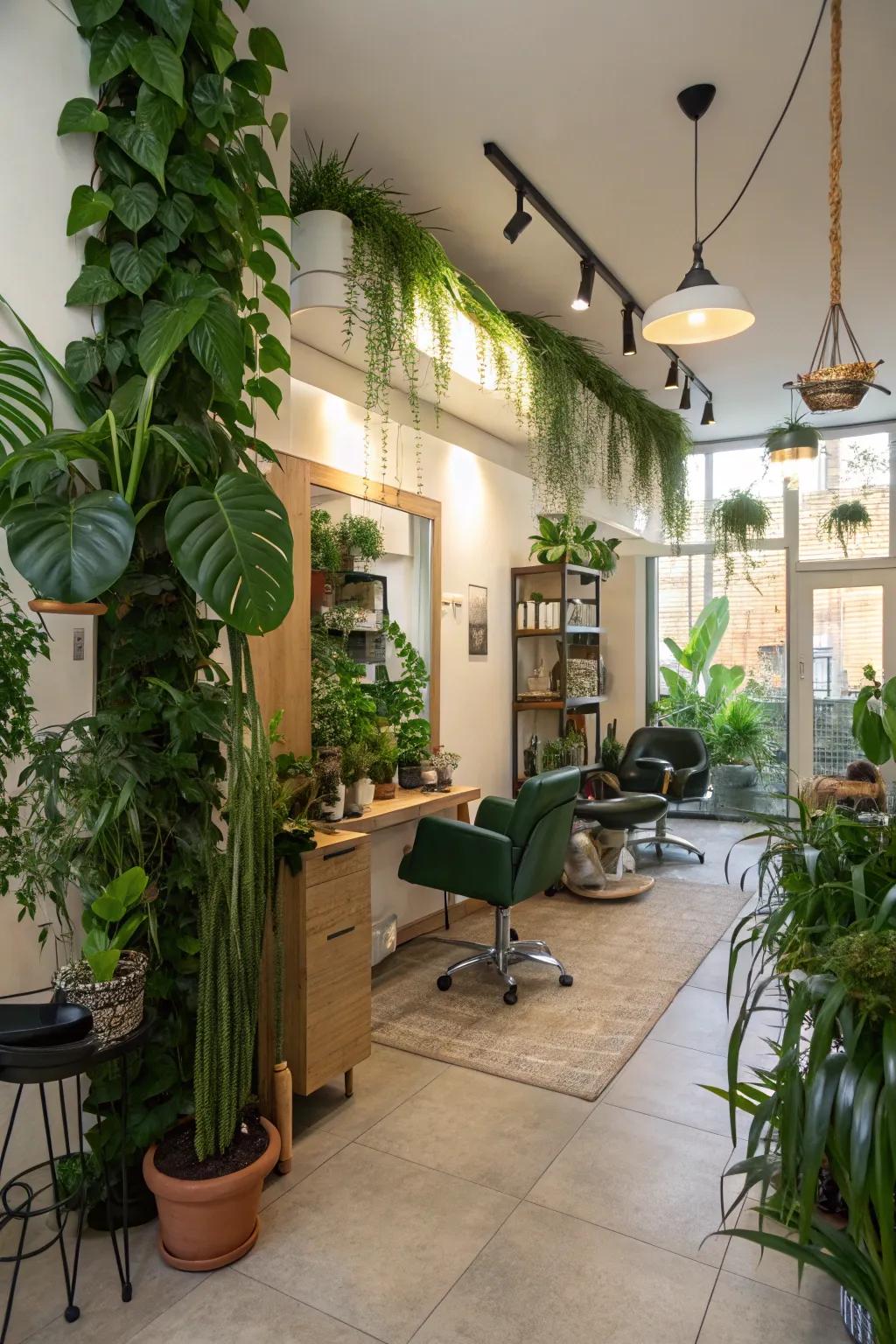 Any salon benefits from the freshness and vibrancy that plants bring.