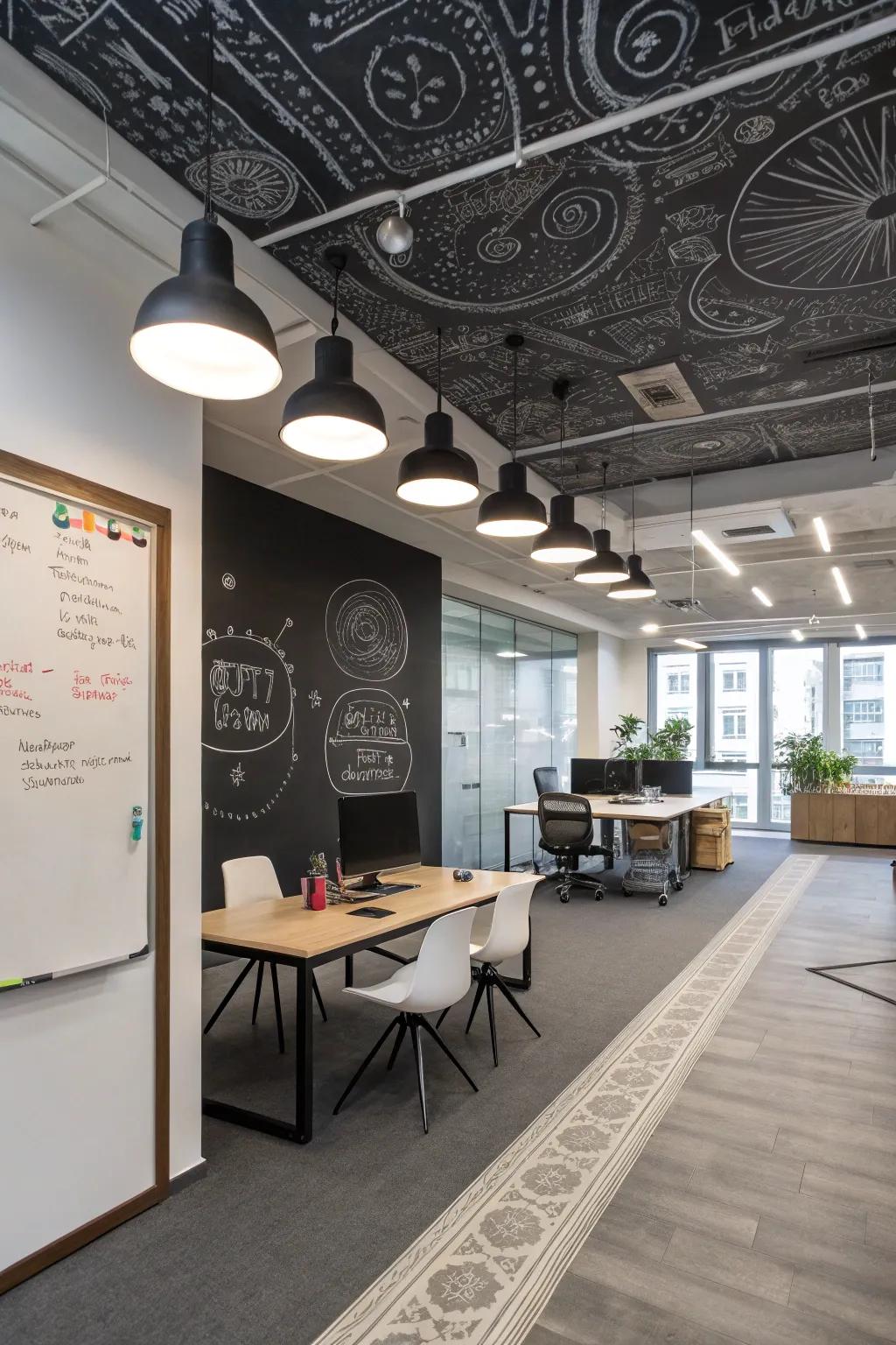 Look up toward insight with a painted ceiling.