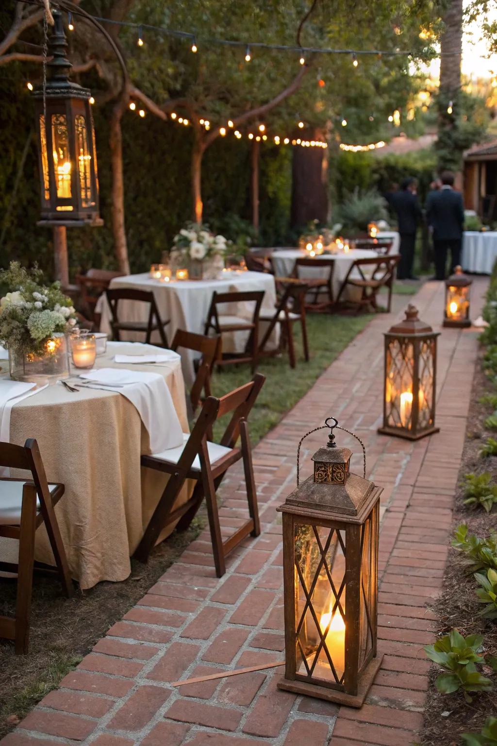 Lanterns provide down-to-earth appeal and a warm glow to party spaces.