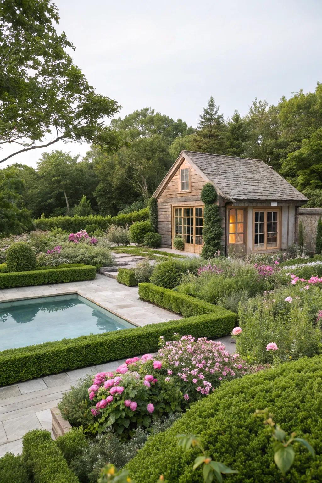 Transform your pool house into a hidden garden hideaway