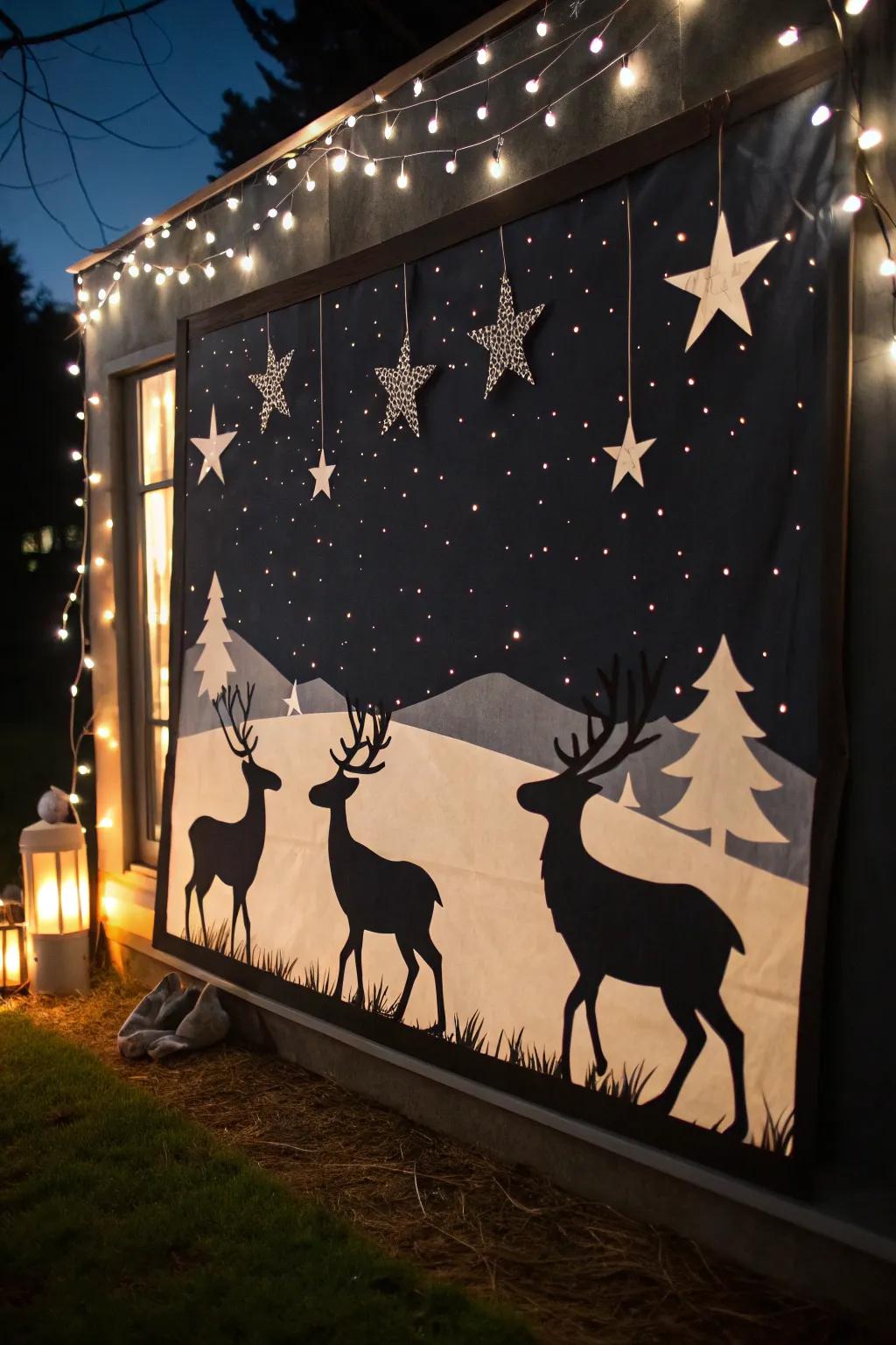 A reindeer starscape crafts a stunning celestial display.