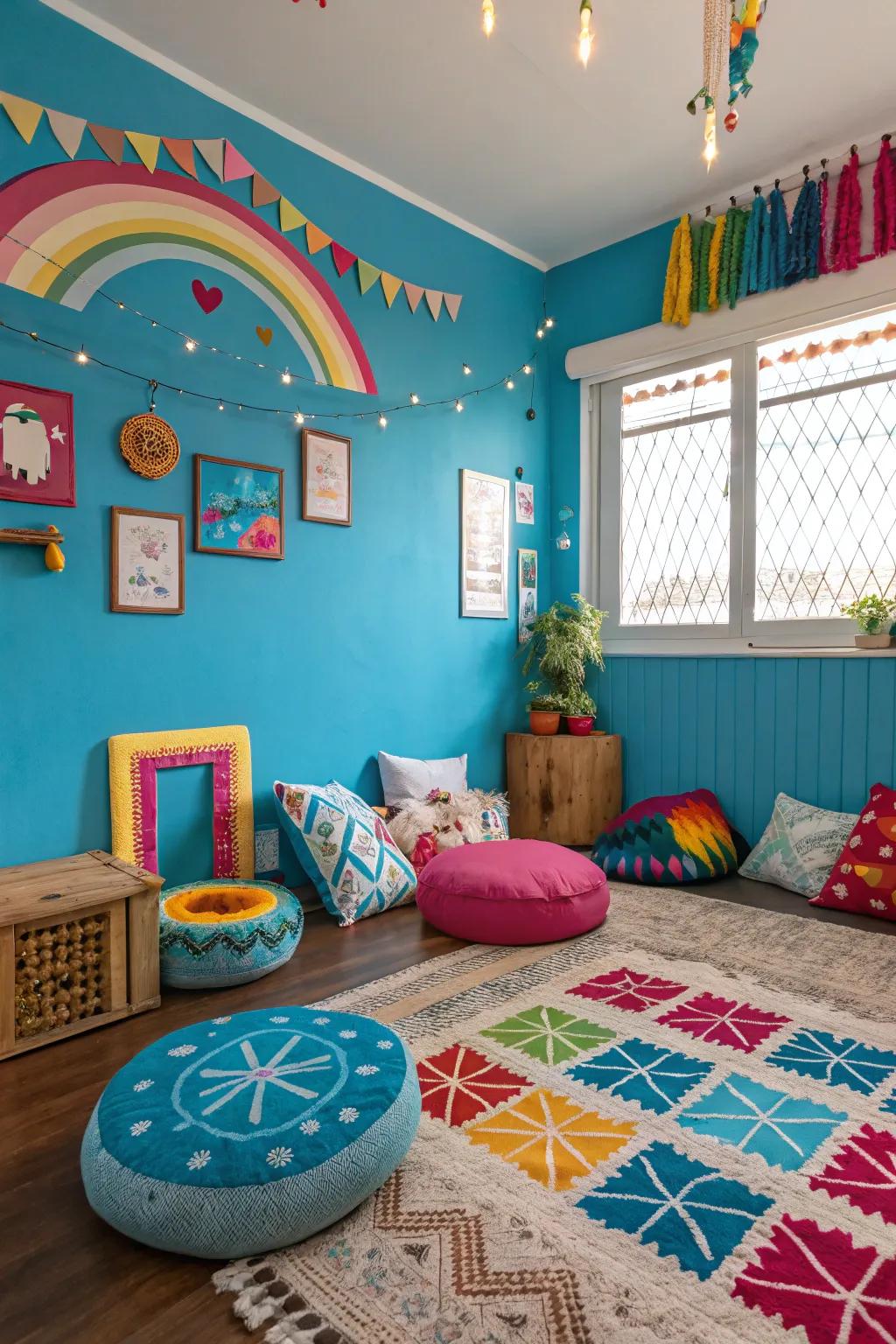 Vibrant blues make a daring and energetic proclamation.