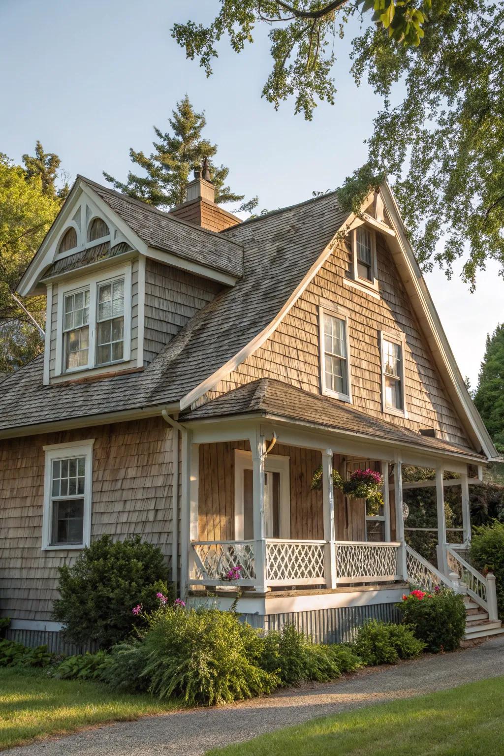 House featuring a historically inspired shed dormer.