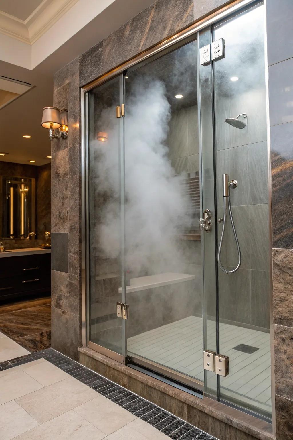 Borderless entryways bring about a modern central point within steam showers.