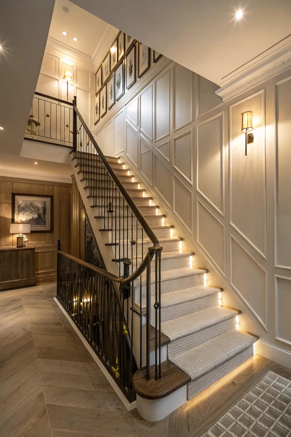 Shiplap boards make this staircase a standout feature.