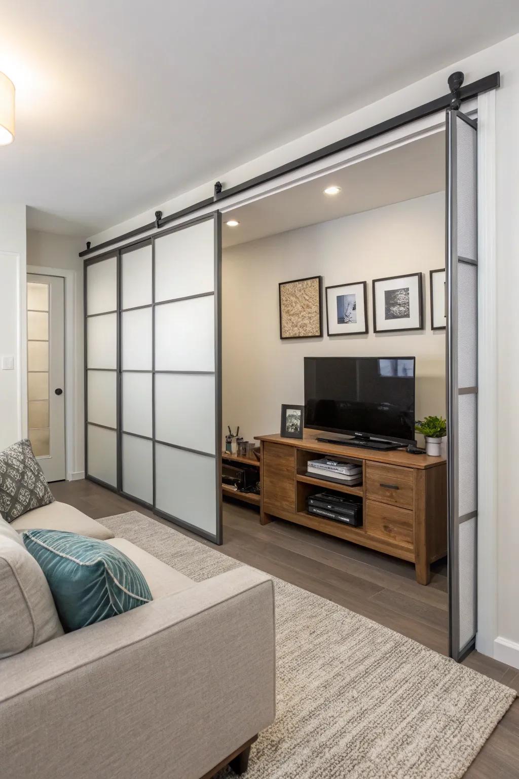 Sliding doors offer separation in style without taking up extra space