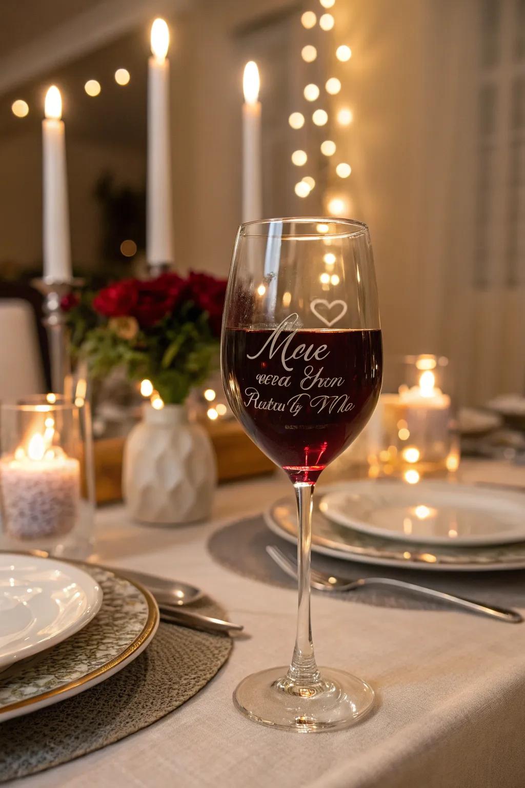 Cherished engravings turn your wine glass into a treasured memento.