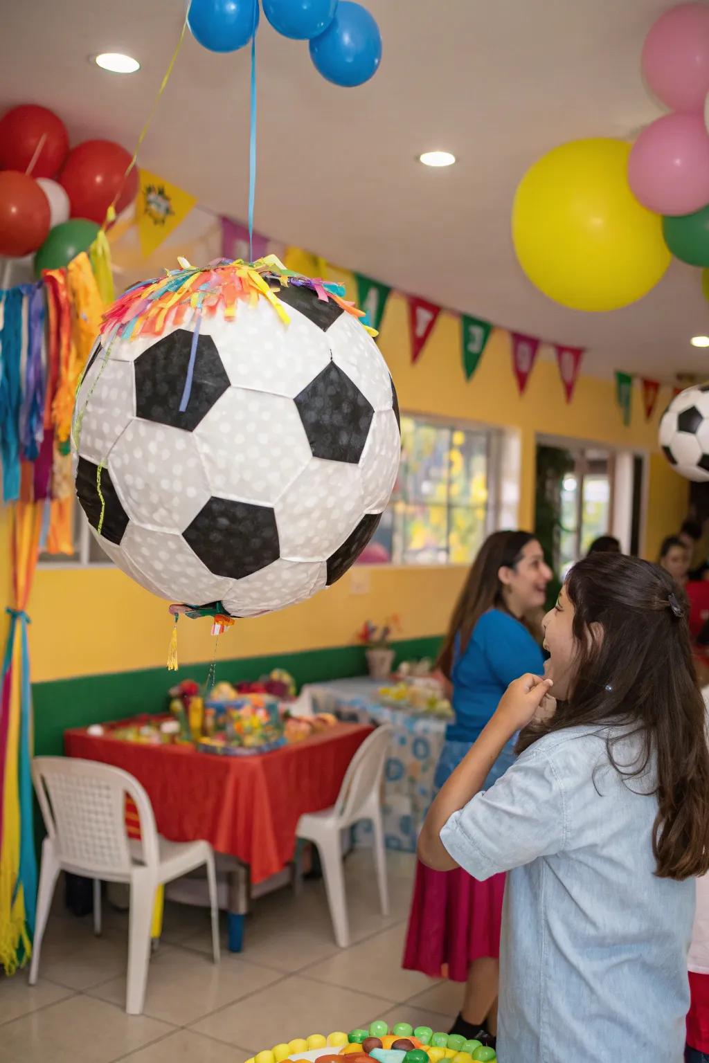 A piñata that provides partygoers with a sweet treat.
