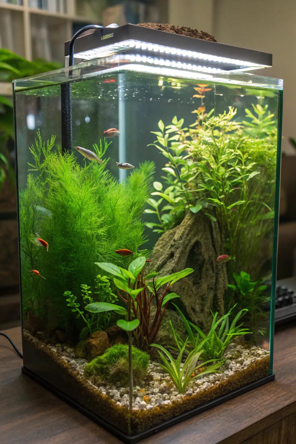 Transform your tank into a lush paradise using aquatic vegetation.