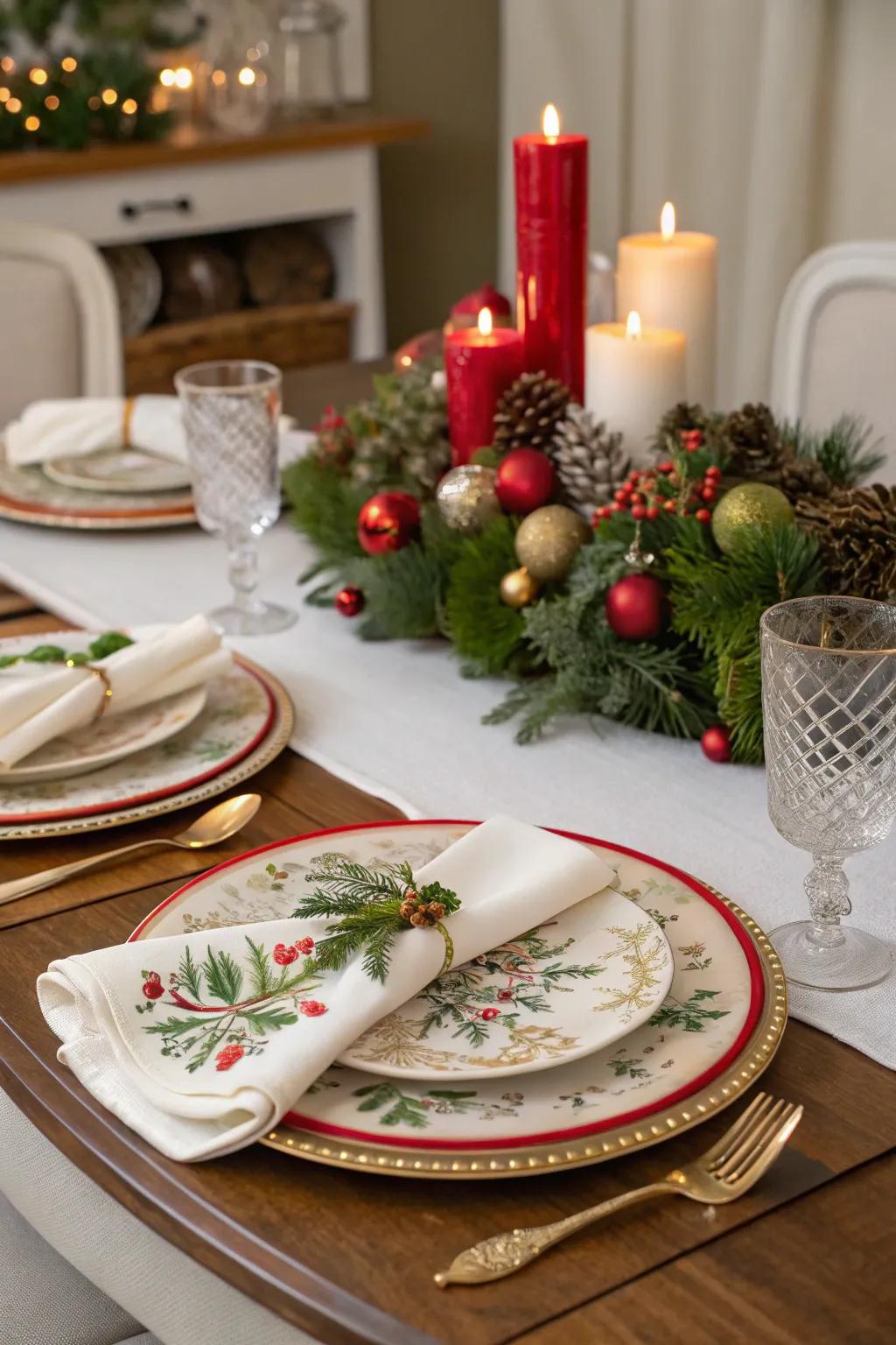 An elegant table setting prepared for a festive feast.