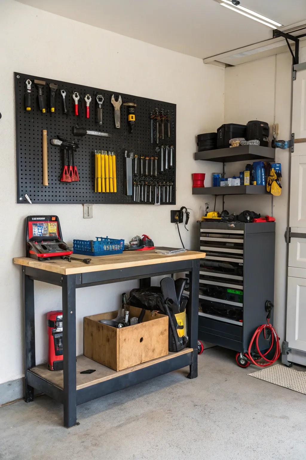 A designated workshop area for all of your do-it-yourself requirements.