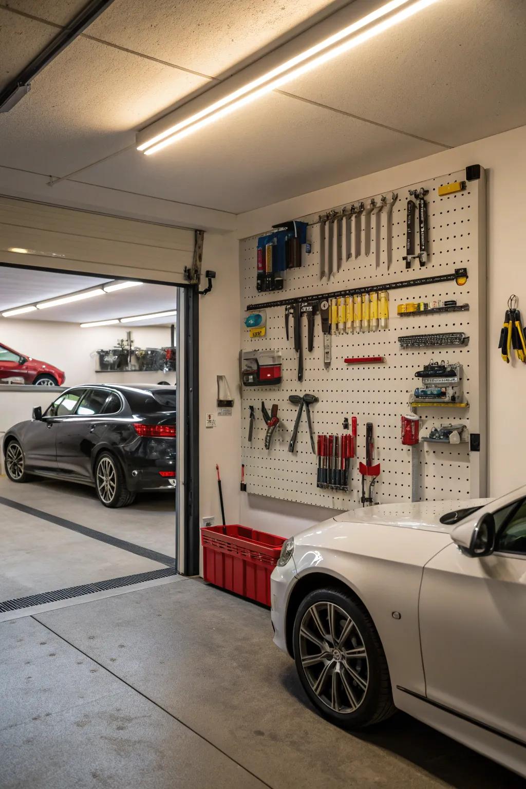 Make tools accessible with practical wall-mounted solutions.