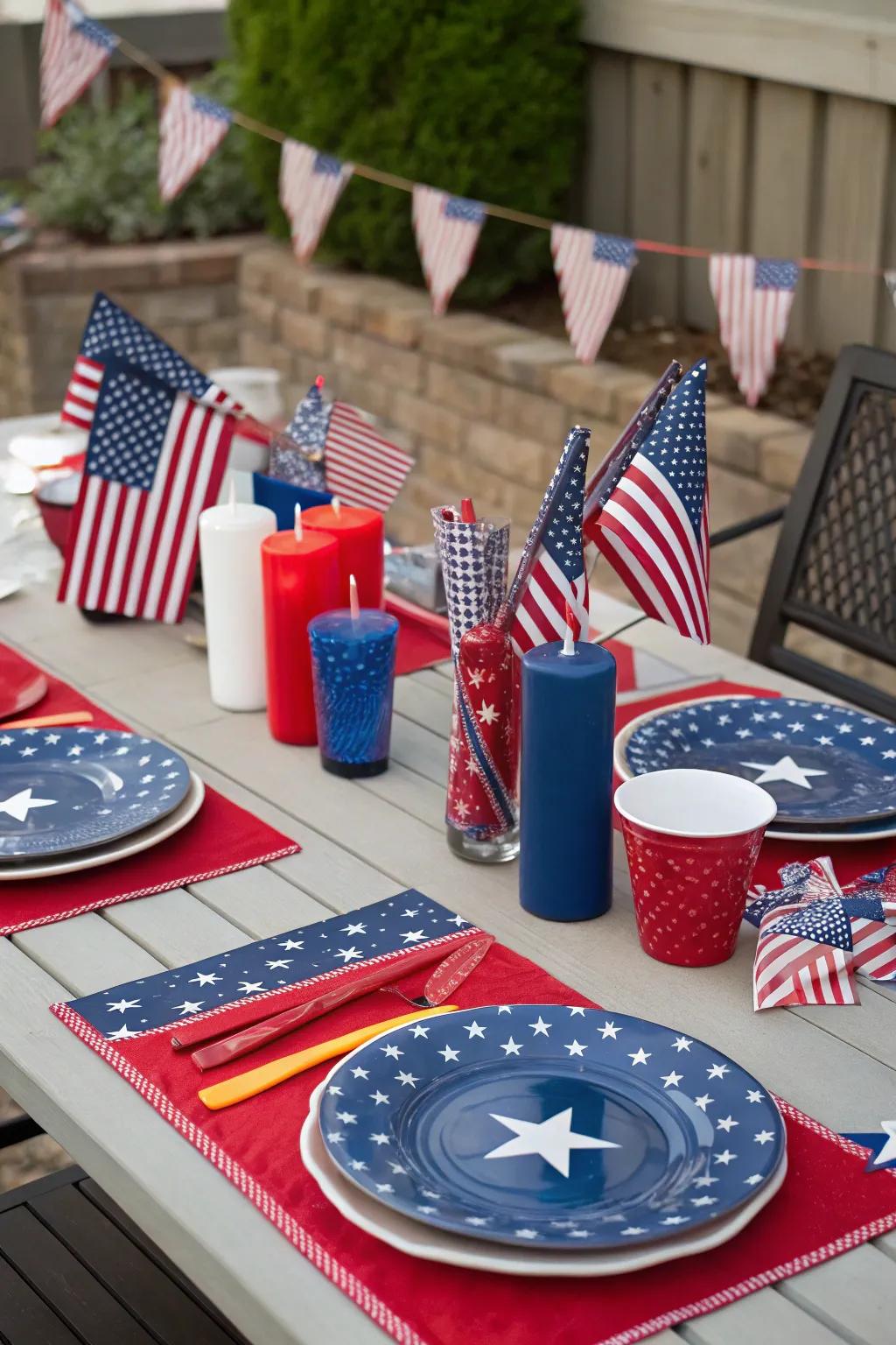 Decorate your dining areas in patriotic hues for a memorable festive feast.