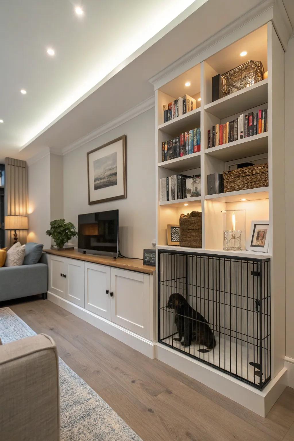 Take advantage of space using storage-savvy kennel designs.