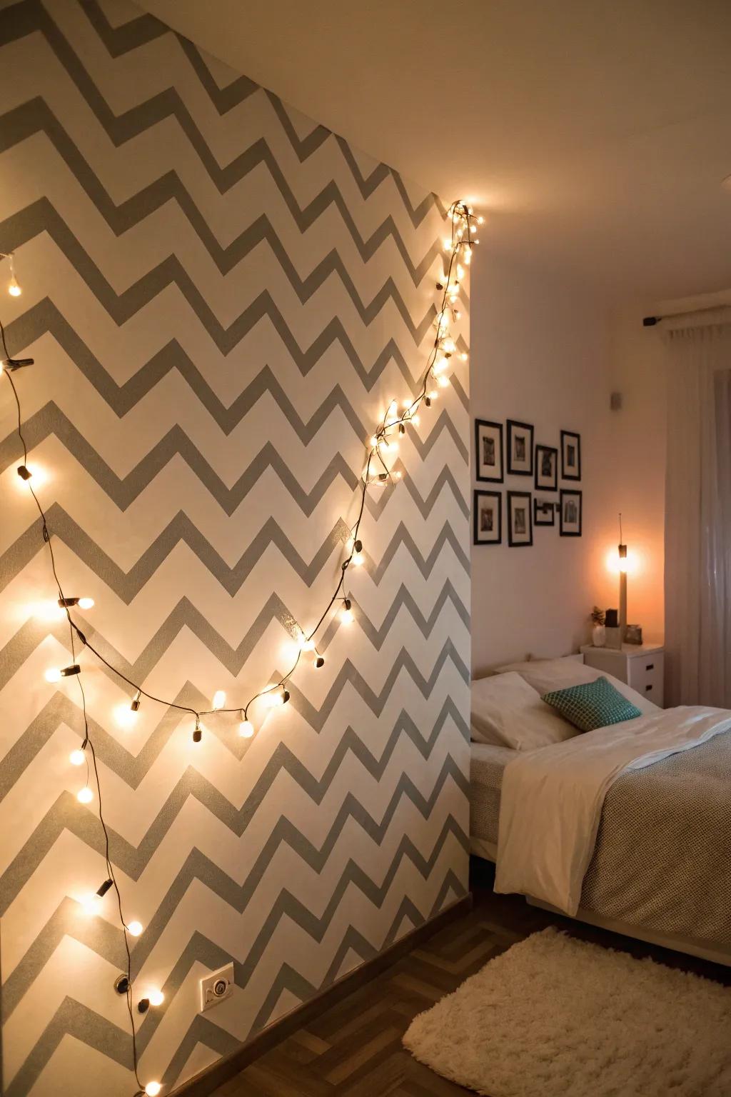 Elevate your room with a twinkle light statement wall.
