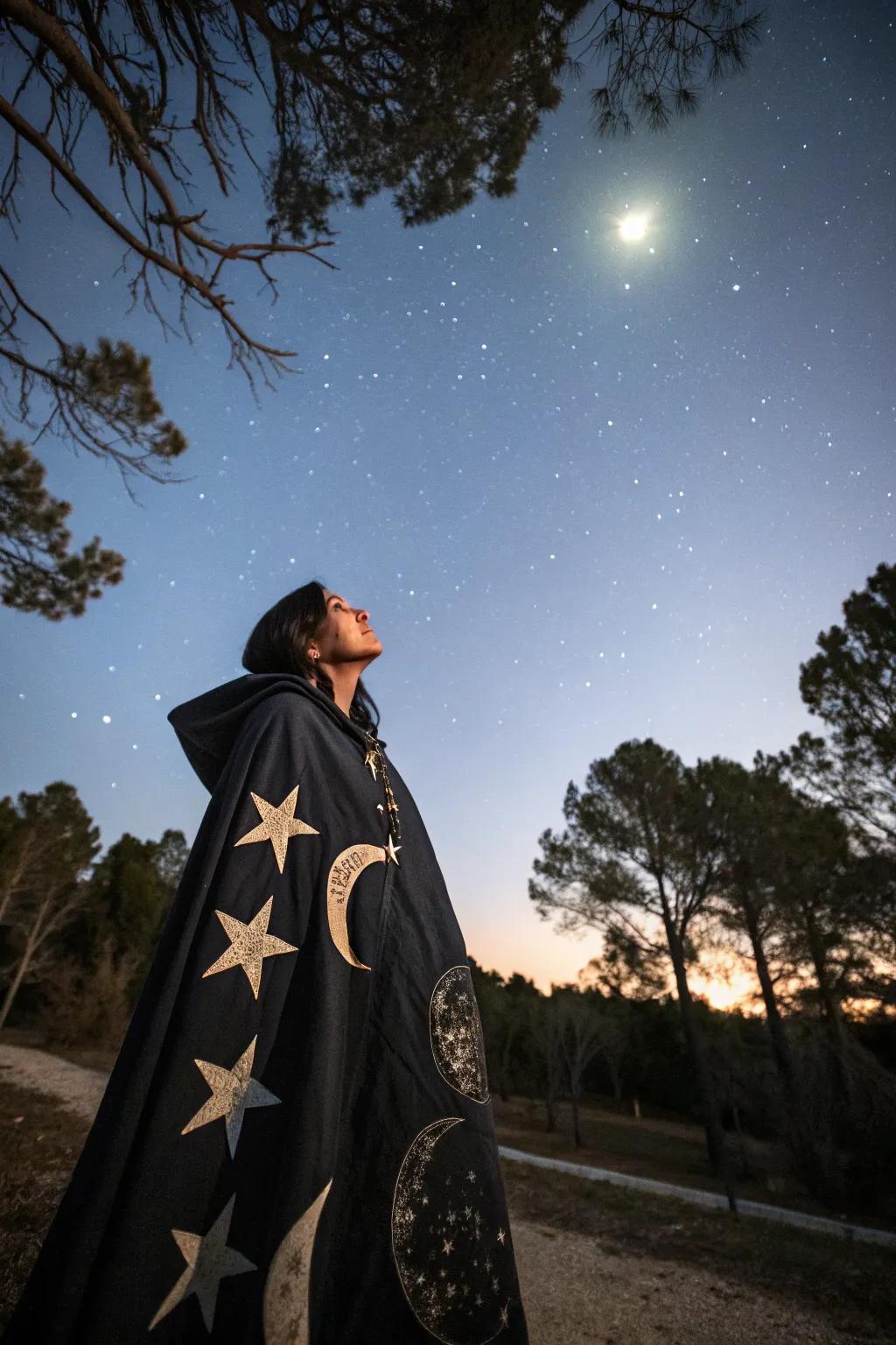 An enchantress draped in the enigma of the night.