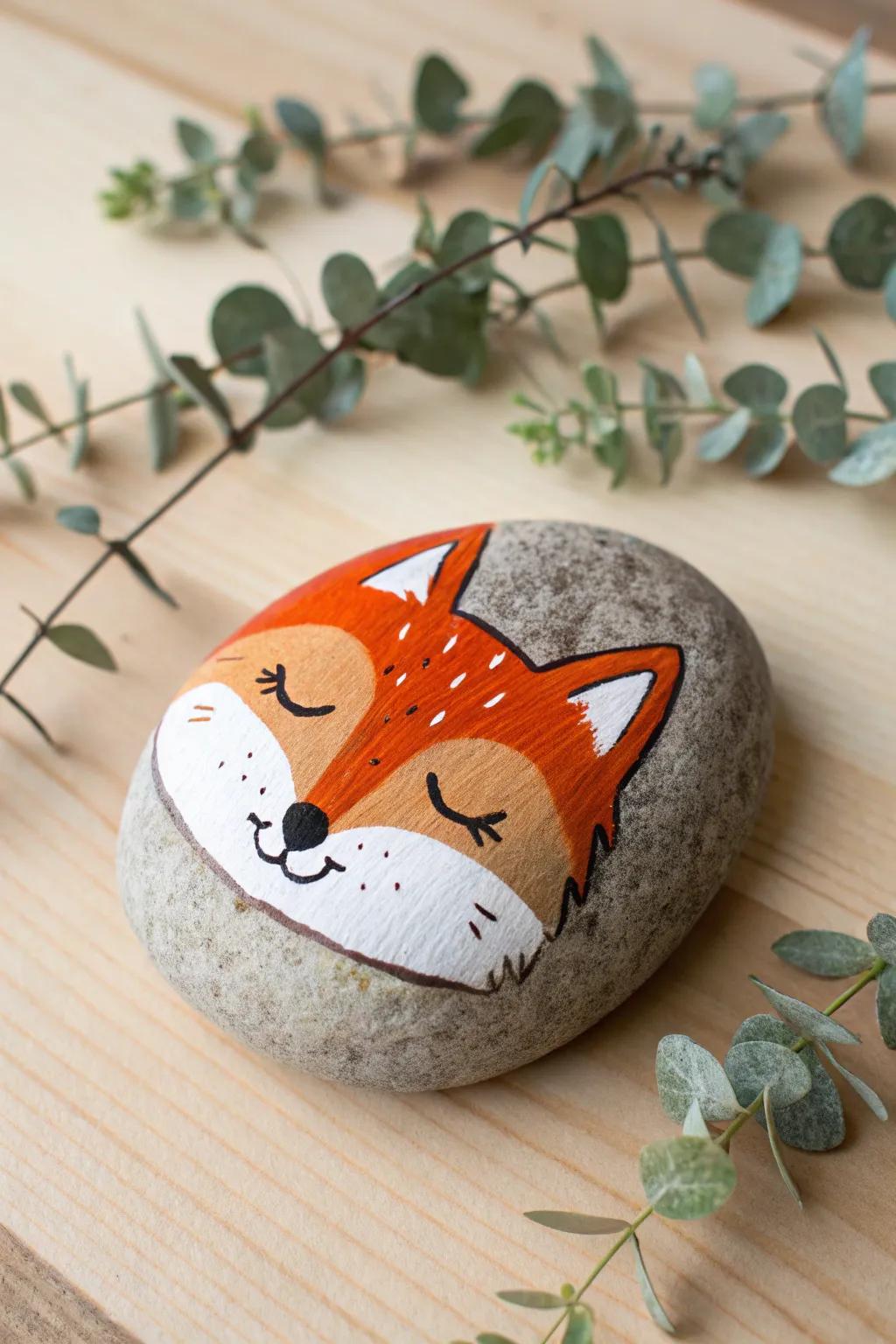 Capture the enchanting spirit of a fox through minimalist stone artistry.