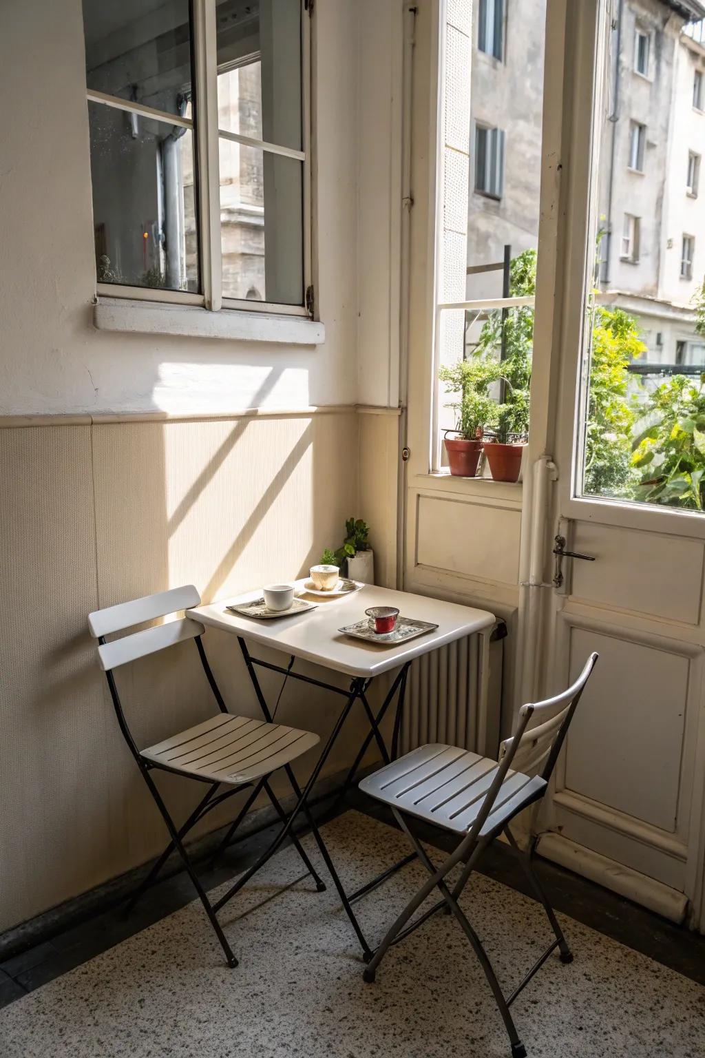 Foldable furniture brings flexibility to small areas.