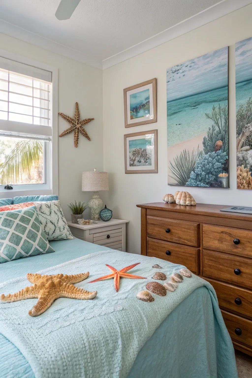 Coastal decor infuses the beach into your bedroom.
