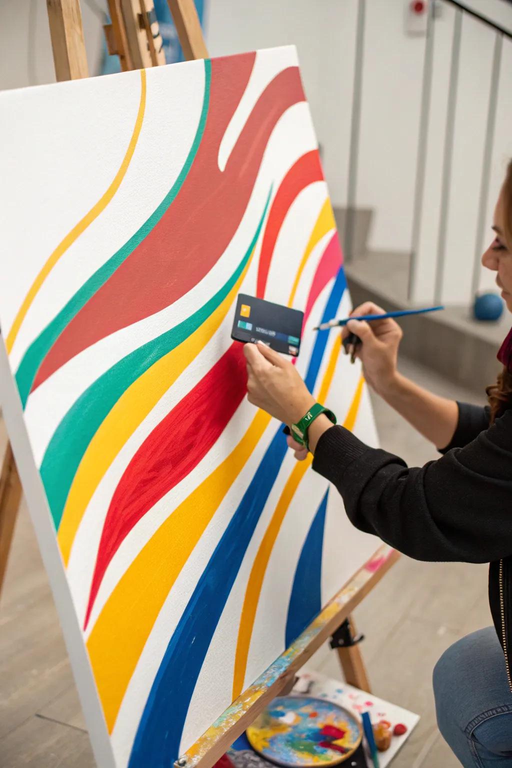 Employ a plastic card to conjure lively, sweeping contours on your canvas.