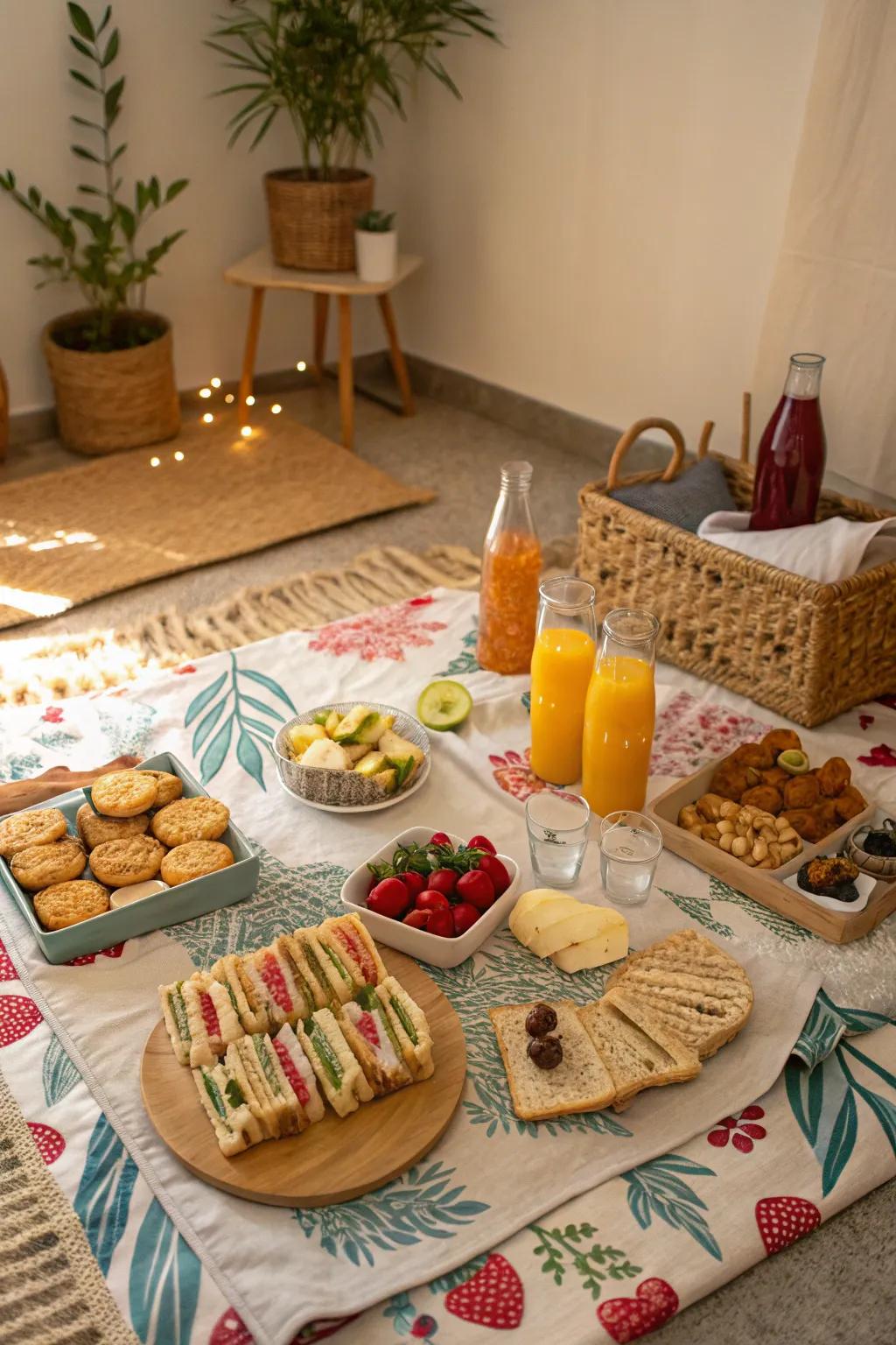 Capture the allure of a picnic in your home for a distinct eating experience.