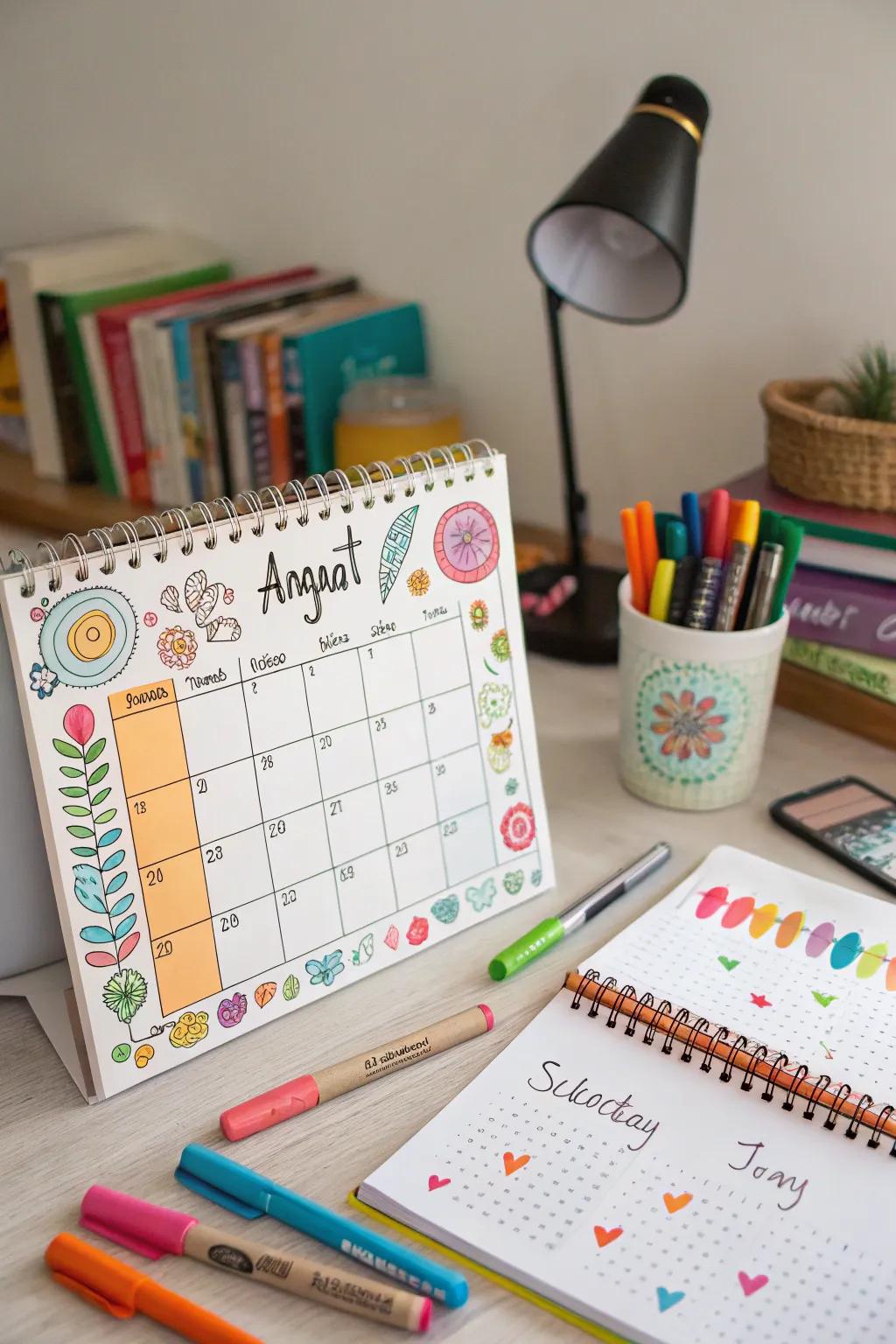 Customize your planner using freehand sketches for a creative personal touch.