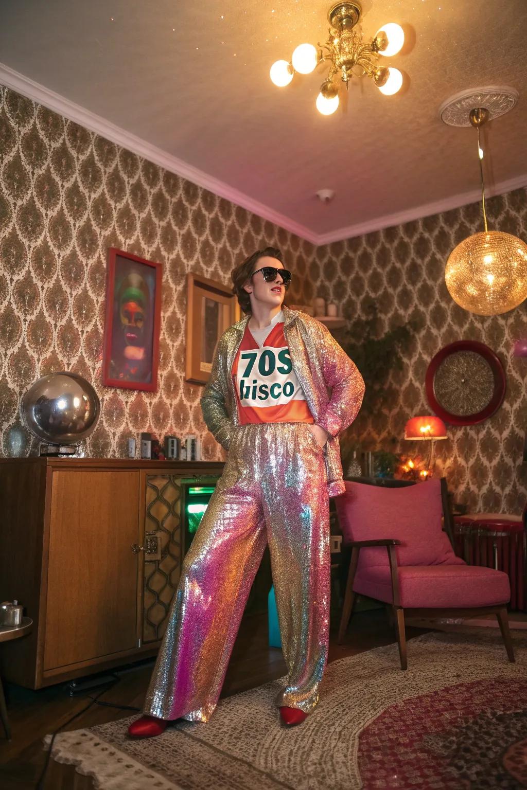 Get your groove on with a sparkling '70s disco attire.