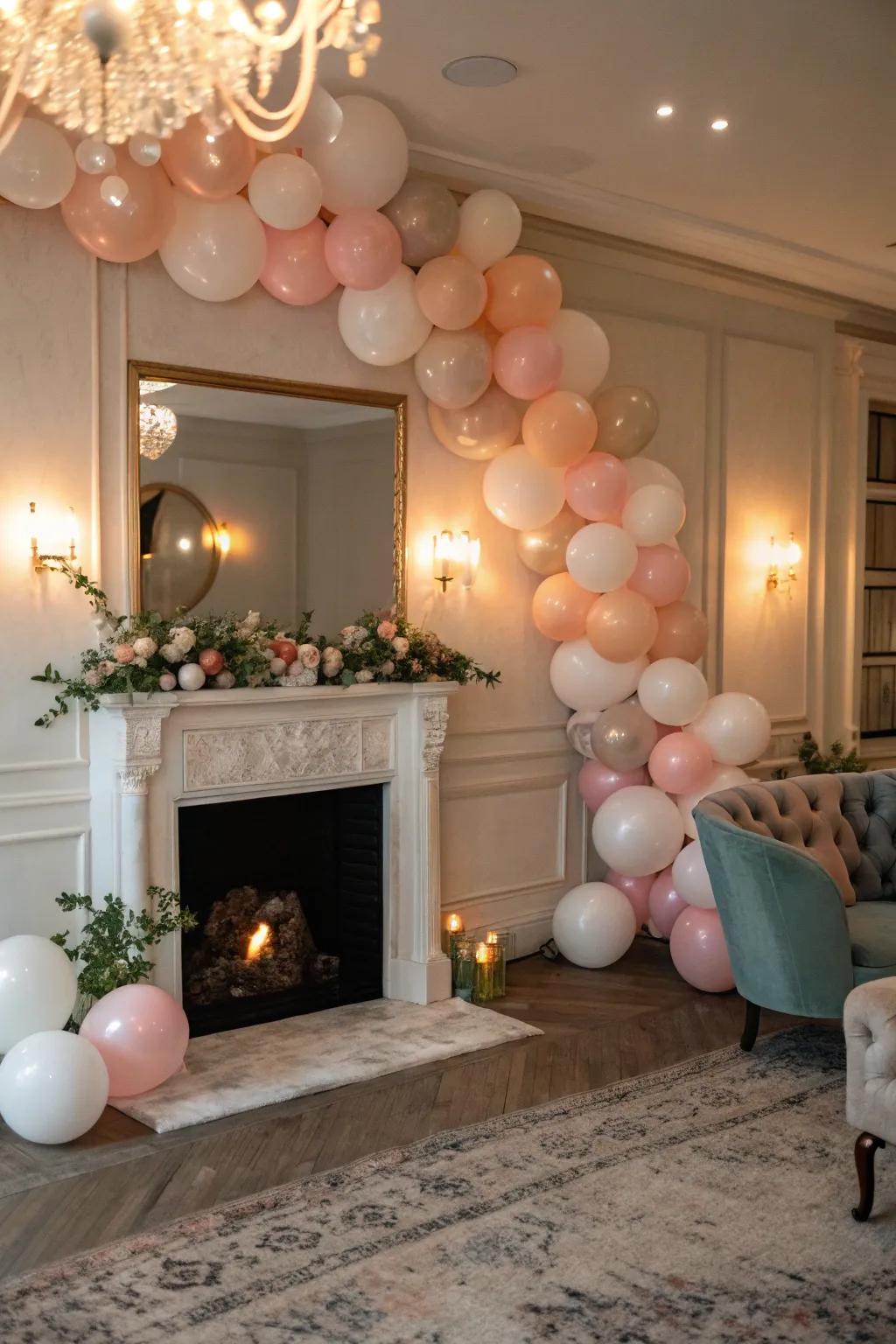 A pastel balloon chain adds charm and style to any area.
