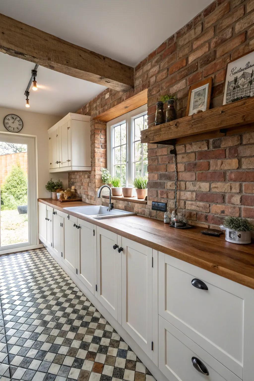 Stone backsplashes add warmth and appeal to a white kitchen.