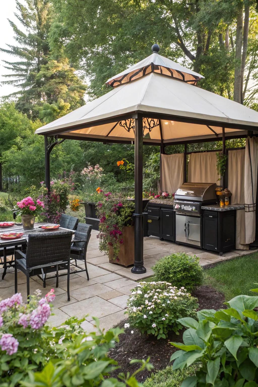 A breezy BBQ structure for relaxed summer evenings.