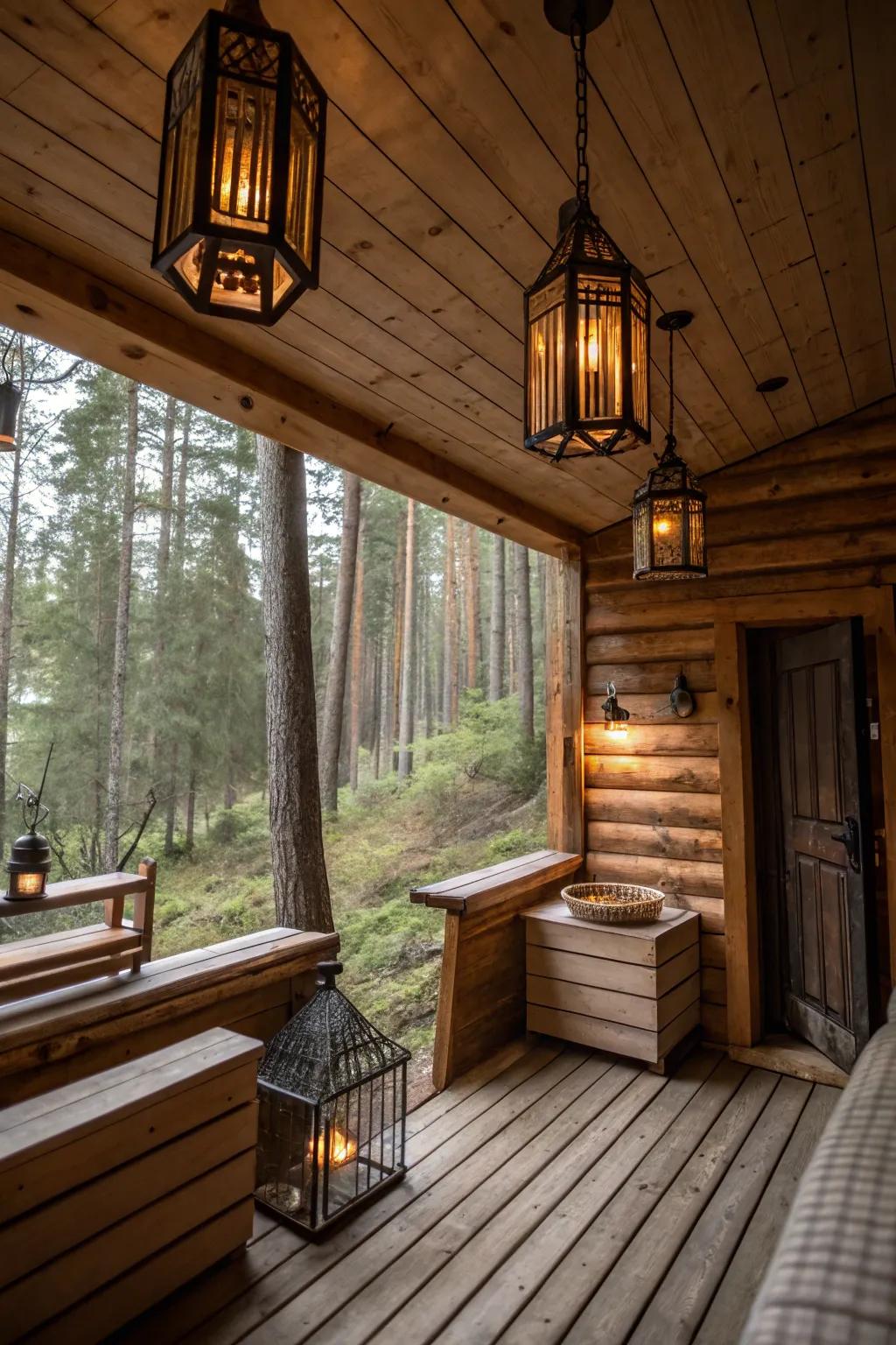 A quaint cabin sauna radiating warmth and appeal.
