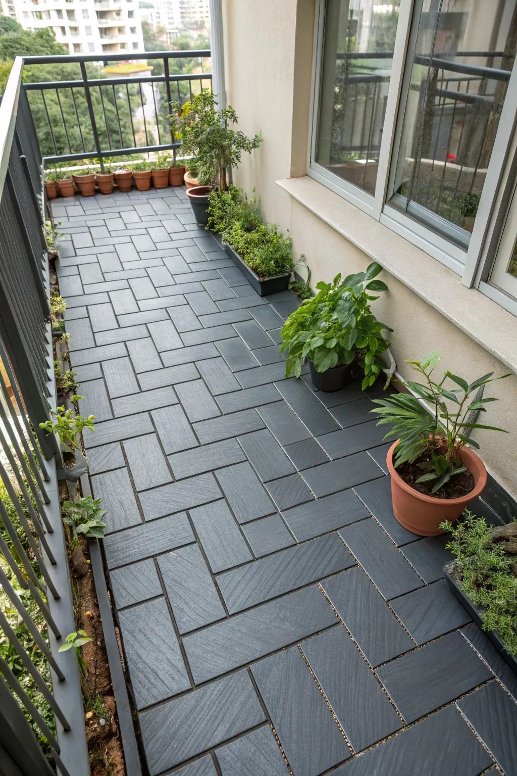 Interlocking pavers offer a smooth and stylish upgrade for your balcony.