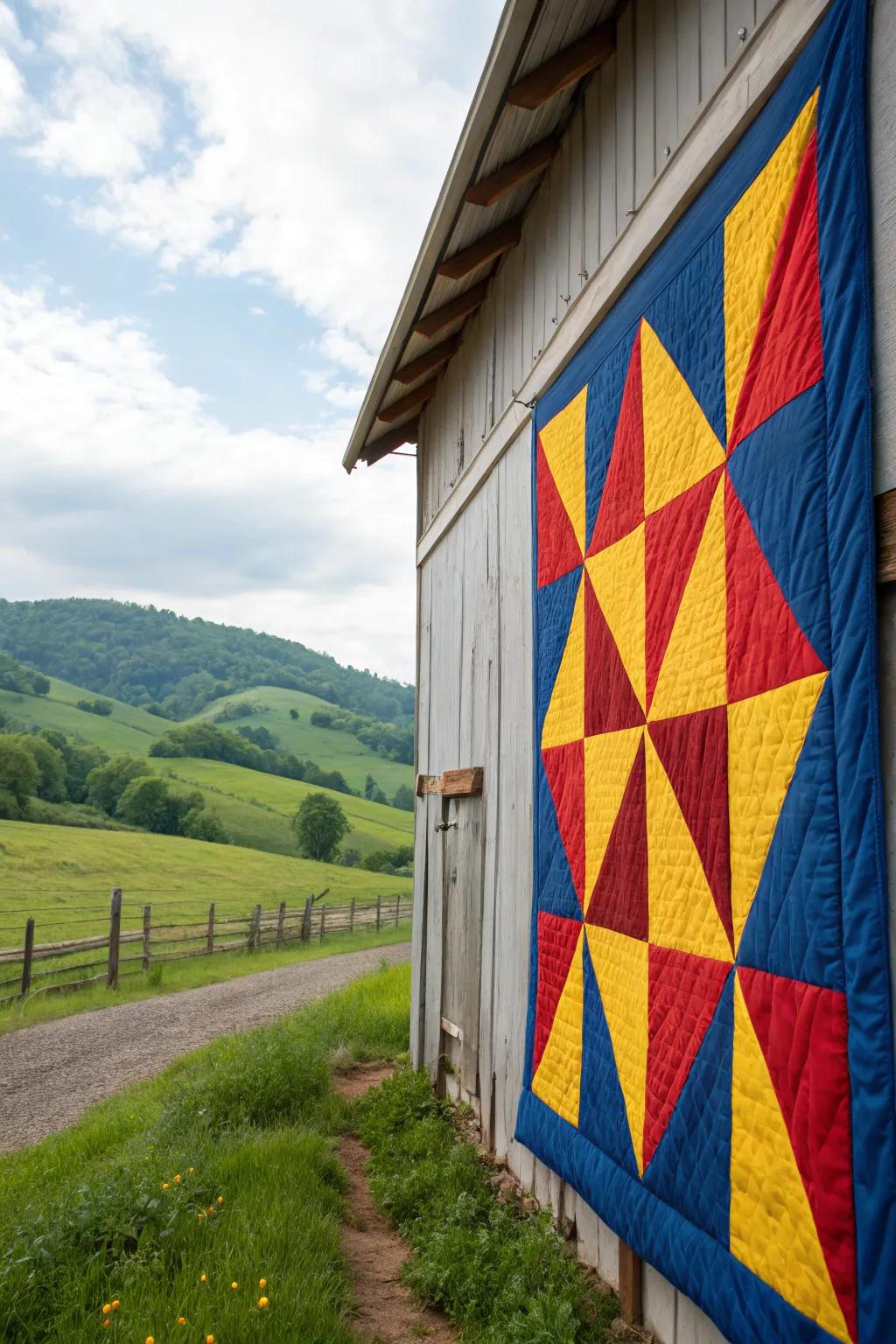 Eye-catching color section barn quilt.