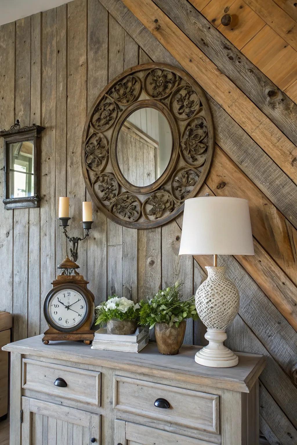 Improve rustic appeal with ornamental additions on barn walls.
